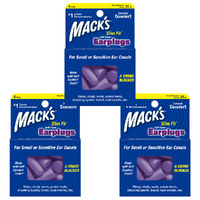 Macks Slim Fit Soft Foam Earplugs 5 Pair NRR 31dB Bundle Pack of 3