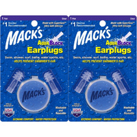 Macks Aqua Block 2x 1 Pair Plus Storage Case Superseal Ultra Soft Silicone