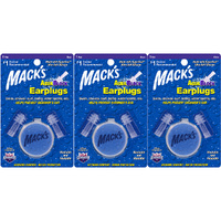 Macks AquaBlock 3 Pack Earplugs Superseal Ultra Soft Silicone with Case