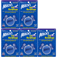 Macks AquaBlock Earplugs Pack of 5 with Carry Case Superseal Ultra Soft Silicone