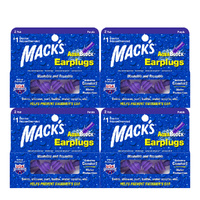 Macks AquaBlock Purple Earplugs 2 Pair with Case Washable Reusable Pack of 4
