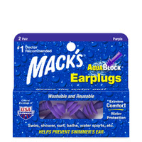 Mack's Aquablock Purple 2 Pair Plus Storage Case Washable And Reusable