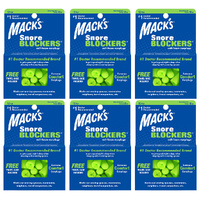 Macks Snore Blockers 12 Pair Travel Case Pack of 6 Foam Earplugs NRR32