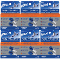 Macks Flightguard Airplane Pressure Relief Reusable Ear Plugs 6 Pack with Case