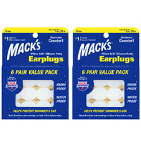 MACKS Pillow Soft Silicone Putty Earplugs 6 Pair Moldable Sleep Swim 2 Pack