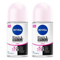 NIVEA Black & White Invisible Clear 72H Anti-Perspirant 50mL Pack of 2