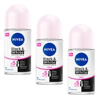 NIVEA Black & White Invisible Clear 72H Anti-Perspirant 50mL Pack of 3