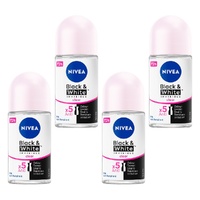 NIVEA Black & White Invisible Clear 72H Anti-Perspirant 50mL Pack of 4
