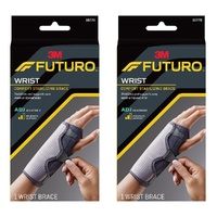 Futuro Wrist Comfort Stabilising Brace Adjustable Black & Grey Pack of 2