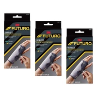 Futuro Wrist Comfort Stabilising Brace Adjustable Black & Grey Pack of 3