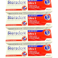 Steradent Denture Fixative Cream Ultra 3 4 Pack 40g Strong Hold