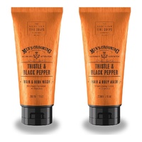 Scottish Fine Soaps Men's Grooming Thistle & Black Pepper Hair & Body Wash 200mL Pack of 2