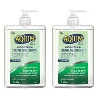 Ego Aqium with Aloe Antibacterial Hand Sanitiser 1L Pack of 2