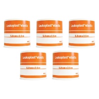 Leukoplast Elastic Zinc Oxide Tape Tan 5cm x 2.5m Pack of 5