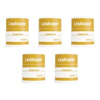 Leukopor Low Allergy Tape 5cm x 5m Pack of 5