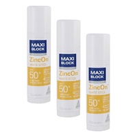 Maxiblock Sun Zinc Stick Clear SPF50+ 12g Pack of 3