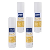 Maxiblock Sun Zinc Stick Clear SPF50+ 12g Pack of 4