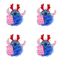 Disney Stitch at Christmas Body Puff Exfoliator with Reindeer Antlers Pack of 4
