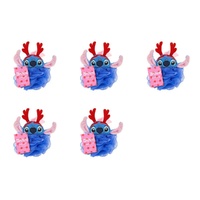 Disney Stitch at Christmas Body Puff Exfoliator with Reindeer Antlers Pack of 5