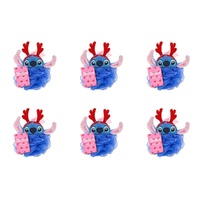 Disney Stitch at Christmas Body Puff Exfoliator with Reindeer Antlers Pack of 6