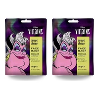 Disney Villains Ursula Cause Chaos Sheet Face Mask Counter Display of 12 Bundle of 2
