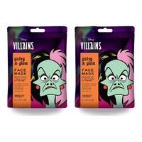 Disney Villains Cruella Gutsy & Glam Sheet Face Mask Counter Display of 12 Bundle of 2