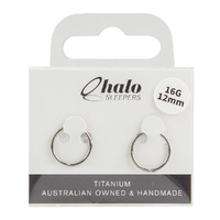 Halo Sleepers Titanium 16G Earrings 12mm Pave Gem Hypoallergenic Pair