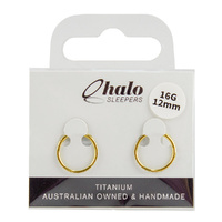 Halo Sleepers Gold Titanium 16G Earrings 12mm Pave Gem Hypoallergenic