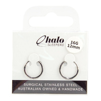 Halo Sleepers Gem Huggie Earrings 12mm Stainless Steel 16G Sleeper Pair