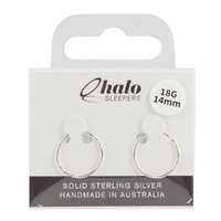Halo Sleepers 14mm Faceted Sleeper Earrings Solid Sterling Silver 18G Hoops