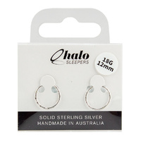 Halo Sleepers 12mm Faceted Sleeper Earrings Solid Sterling Silver 18G Hoops