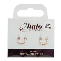 Halo Sleepers 8mm Titanium Sleeper Earrings Rose Gold 18G Hypoallergenic