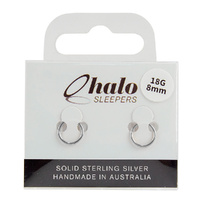 Halo Sleepers 8mm Solid Sterling Silver Sleeper Earrings 18G Hypoallergenic
