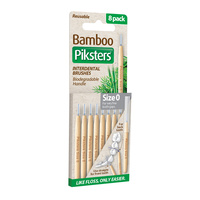 Piksters Bamboo Interdental Brushes Size 0 8 Pack Fine Tooth Gaps
