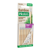 Piksters Bamboo Interdental Brushes Size 1 8 Pack Small Tooth Gaps