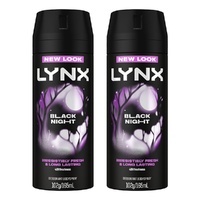 Lynx Deodorant Aerosol Black Night 165mL Pack of 2