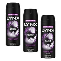 Lynx Deodorant Aerosol Black Night 165mL Pack of 3