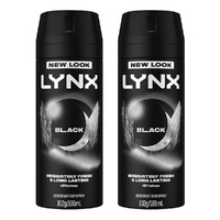 Lynx Deodorant Aerosol Black 165mL Pack of 2