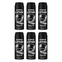 Lynx Deodorant Aerosol Black 165mL Pack of 6