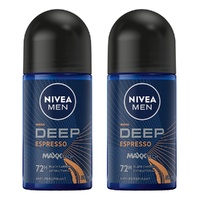 Nivea Men Deep Espresso 72H Anti-Perspirant Roll-On 50mL Pack of 2