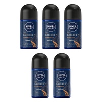 Nivea Men Deep Espresso 72H Anti-Perspirant Roll-On 50mL Pack of 5