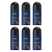 Nivea Men Deep Espresso 72H Anti-Perspirant Roll-On 50mL Pack of 6