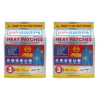 Pain Away Heat Patches XL, 3 Pack Bundle of 2