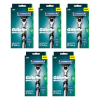 Gillette Mach3+ Razor Handle Plus 2 Cartridges 3 Piece Set Pack of 5