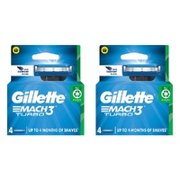 Gillette Mach3 Turbo Replacement Cartridges 4 Pack Bundle of 2