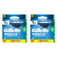 Gillette Mach3 Turbo Replacement Cartridges 8 Pack Bundle of 2