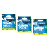 Gillette Mach3 Turbo Replacement Cartridges 8 Pack Bundle of 3