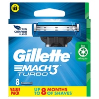 Gillette Mach3 Turbo Replacement Cartridges 8 Pack