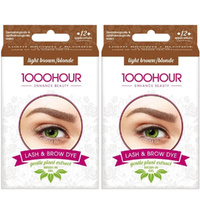 1000 Hour Plant Extract Eyelash & Brow Dye Kit Natural Light Brown 2x Value Pack