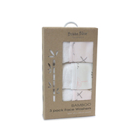 Bubba Blue Bamboo Pink Bloom Face Washers 3 pack Newborn Gift Face Towel